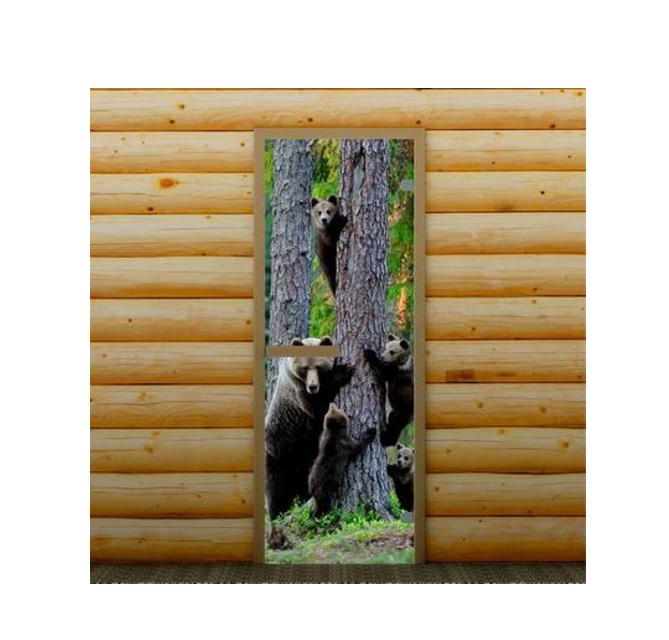 картинка Дверь для бани и сауны "На прогулке", 190 х 67 см, с фотопечатью 6 мм, 3388664 от магазина АСЯ