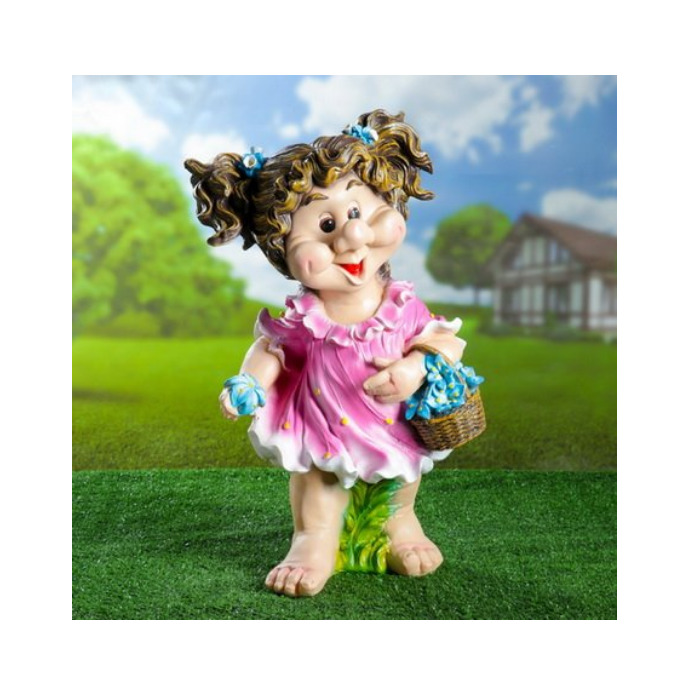 картинка Фигура садовая Девочка с корзиной цветов 60х36 см, 12584-1 от магазина АСЯ