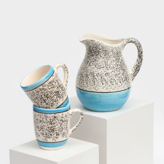 картинка Набор керамической посуды "Персия", 3 предмета: кувшин 1.5 л, кружка 350 мл, голубой, 9285191 от магазина АСЯ