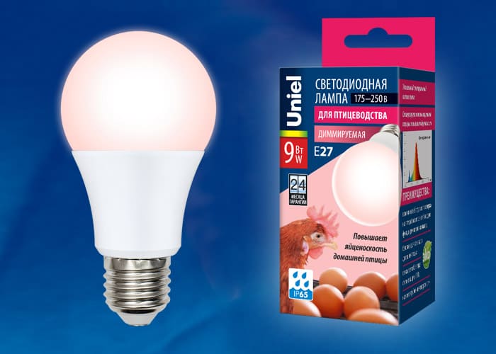 картинка Лампа для птицеводства (повышение яйценоскости) Uniel LED-A60-9W, E27 от магазина АСЯ