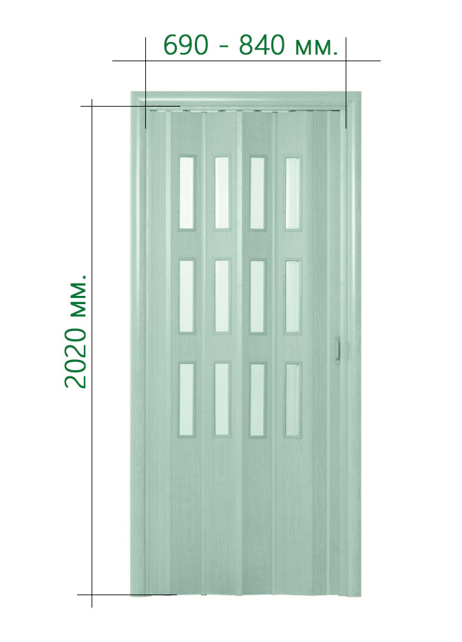 картинка Дверь-гармошка 2020х840 «Фаворит» Белый глянец с декоративными вставками от магазина АСЯ