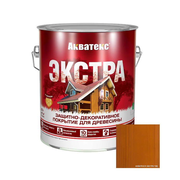 картинка Защитно-декоративное покрытие для древесины Акватекс Экстра 2,7 л Тик (пропитка) от магазина АСЯ