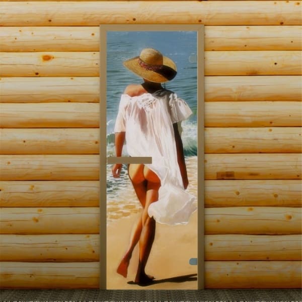 картинка Дверь для бани и сауны "Морской отдых", 190 х 67 см, с фотопечатью 6 мм Добропаровъ, 3388653 от магазина АСЯ