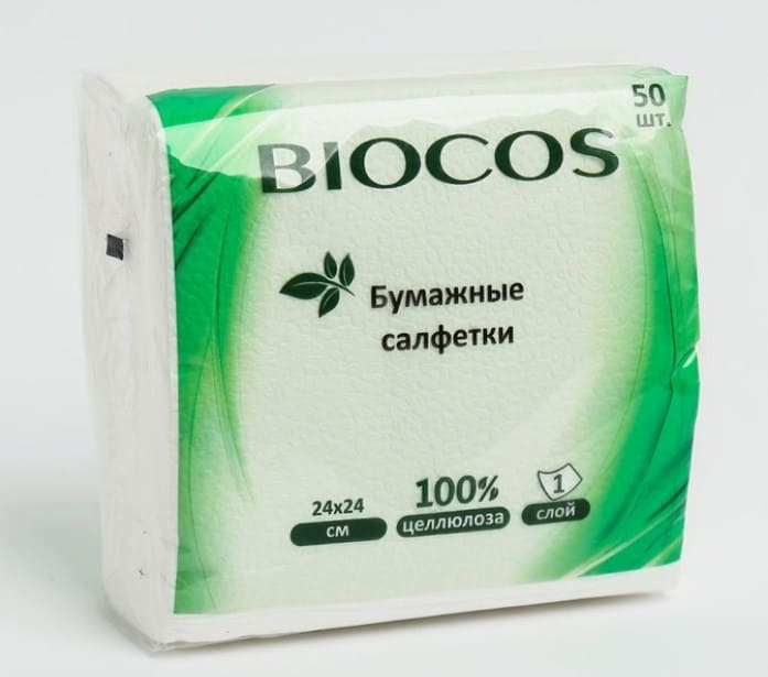 картинка Салфетки бумажные 50шт BioCos белые от магазина АСЯ