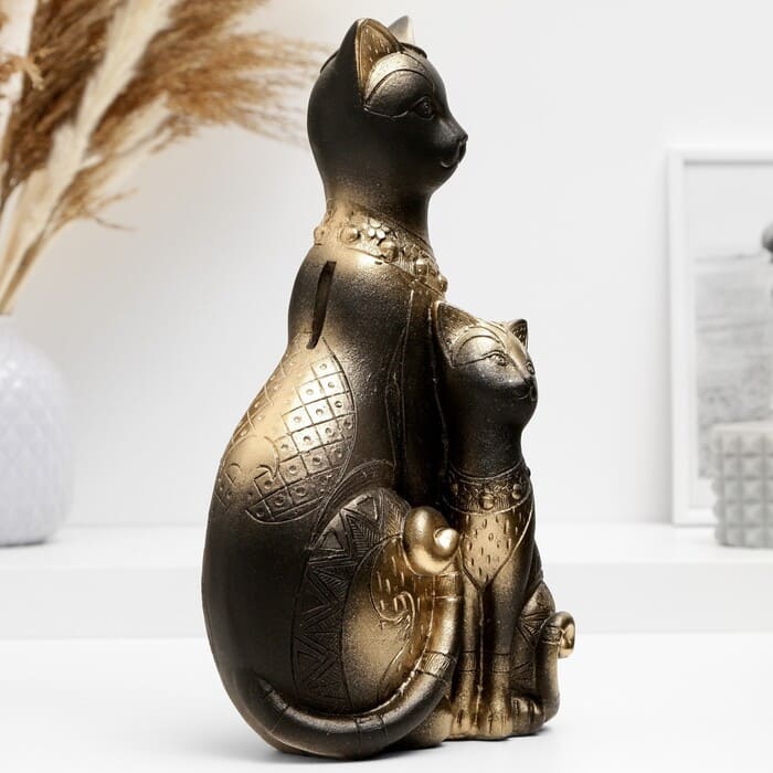 картинка Копилка "Коты Фараоны" черная в золоте, 29см от магазина АСЯ
