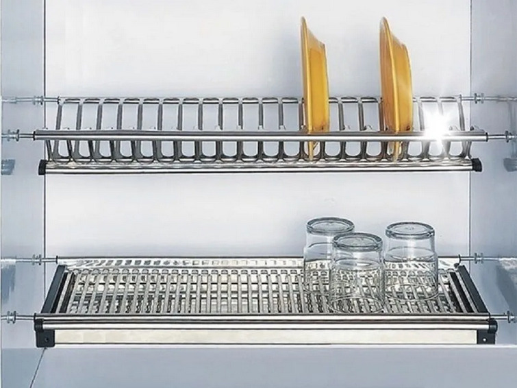 картинка Сушка для посуды LE700 двухуровневая с поддоном, 700 мм, нержавеющая сталь от магазина АСЯ
