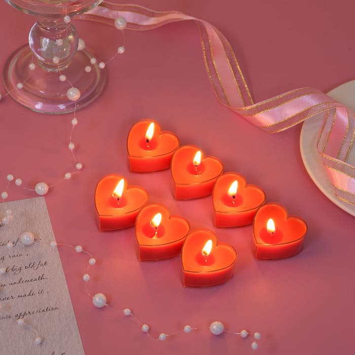 картинка Набор свечей в гильзе в виде сердца, 7 шт, (4x2 см) цвет красный, 508-864 от магазина АСЯ