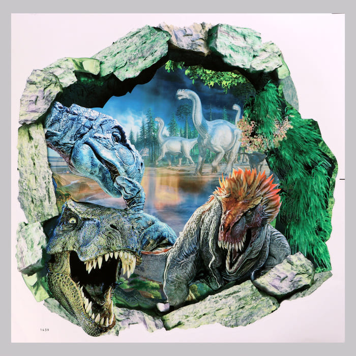 картинка Наклейка 3Д интерьерная Динозавры 50х50см от магазина АСЯ
