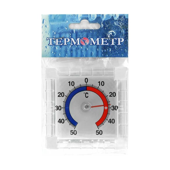 картинка Термометр оконный ТББ "Биметалический (t -50 + 50 С) квадратный в пакете от магазина АСЯ