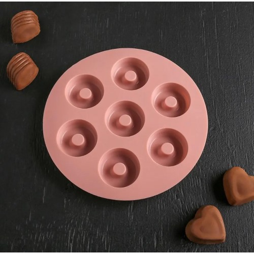 картинка Форма для льда и шоколада «Пончики», 15,5×1,3 см, 7 ячеек, МИКС 4716623 от магазина АСЯ