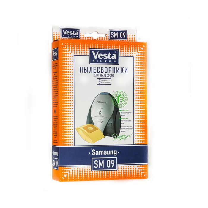 картинка Мешки-пылесборники Vesta filter SM 09 для пылесосов SAMSUNG, BORK, 5 шт от магазина АСЯ