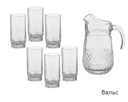 картинка Набор для воды кувшин со стаканами 7 пр "Сильвана", "Вальс" PASABAHCE от магазина АСЯ