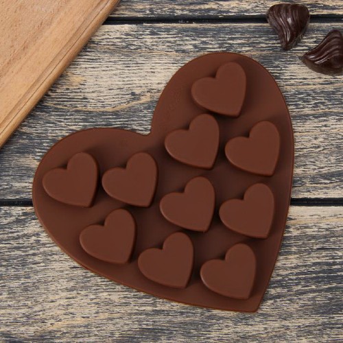 картинка Форма для льда и шоколада 10 ячеек "Сердечки" 15х14,5х1,5 см, МИКС 1063391 от магазина АСЯ
