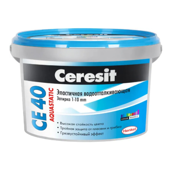 картинка Затирка цементная Ceresit CE 40 эластичная водоотталкивающая противогрибковая 1кг белый от магазина АСЯ
