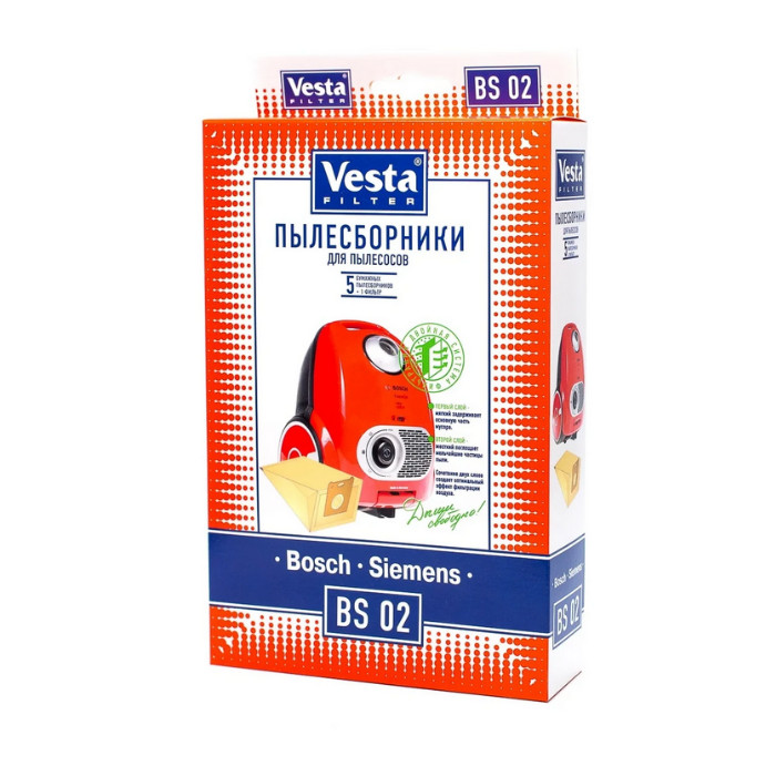 картинка Мешки-пылесборники бумажные Vesta BS 02, 5 шт от магазина АСЯ