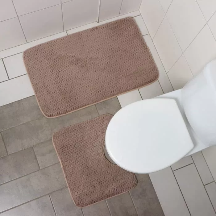 картинка Набор ковриков для ванны и туалета SAVANNA "Луи" 2 шт (50х80, 40х50 см), цвет темно-бежевый от магазина АСЯ