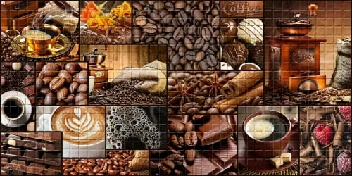 картинка Панель ПВХ 96х48 см Мозаика Коллаж кофе от магазина АСЯ