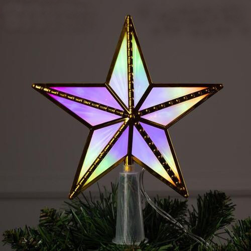 картинка Акция! Светодиодная верхушка на ёлку «Звезда золотистая/серебрянная» 15 см, 10 LED, провод 2 метра, 2332292/2332291 от магазина АСЯ