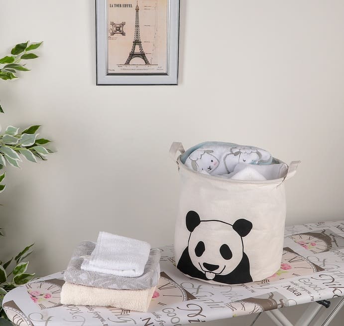 картинка Корзина бельевая текстильная «Панда», 30×30×30 см, белый, 4093113 от магазина АСЯ