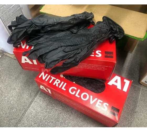 картинка Нитриловые перчатки А1 NITRIL GLOVES черные, упаковка 100шт от магазина АСЯ