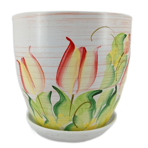 картинка Горшок для цветов 5л Тюльпан-Тюльпан красный керамика от магазина АСЯ