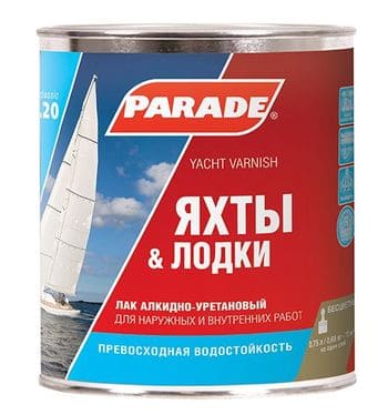 картинка Лак PARADE CLASSIC L20 Яхты & Лодки 10 л полуматовый от магазина АСЯ