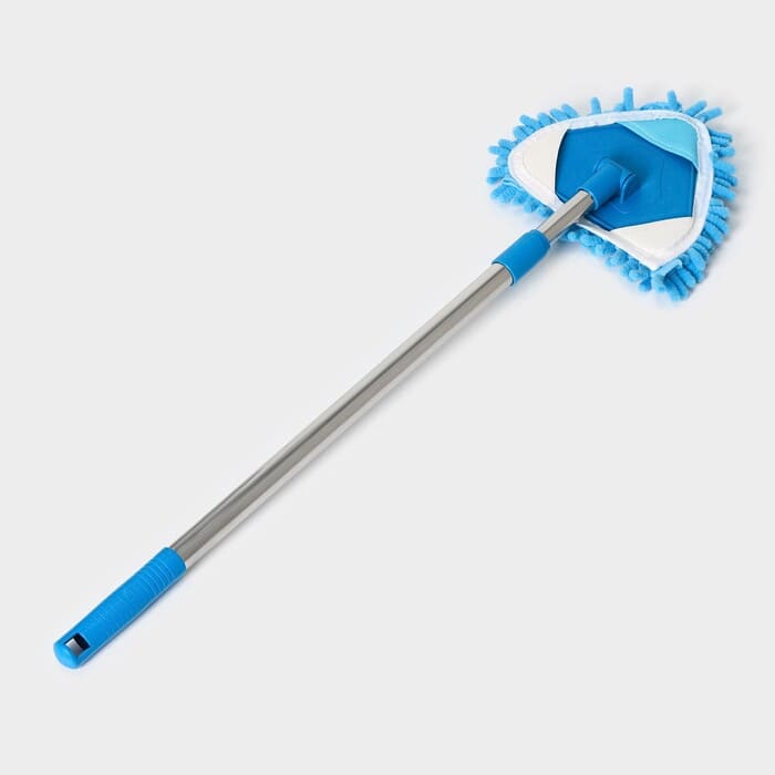 картинка Окномойка с телескопической металлической ручкой, 14×16×54(86) см, поворотная головка, микрофибра, цвет синий от магазина АСЯ