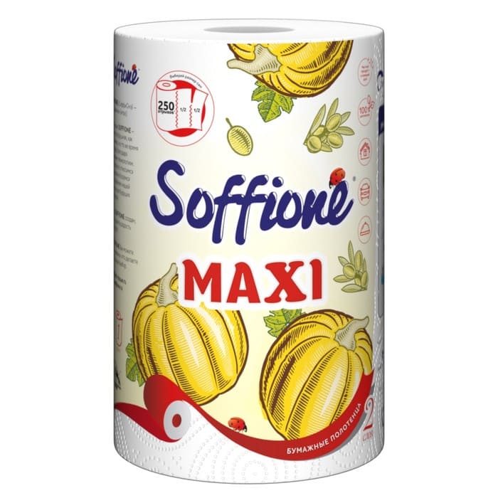 картинка Полотенца бумажные Soffione Maxi, белые, 2 слоя, 1 рулон от магазина АСЯ