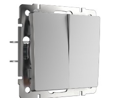 картинка Выключатель Werkel двухклавишный серебряный WL06-SW-2G от магазина АСЯ