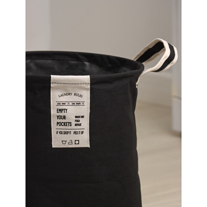 картинка Корзина для белья круглая Laundry, 35×45 см, чёрный, 9319087 от магазина АСЯ