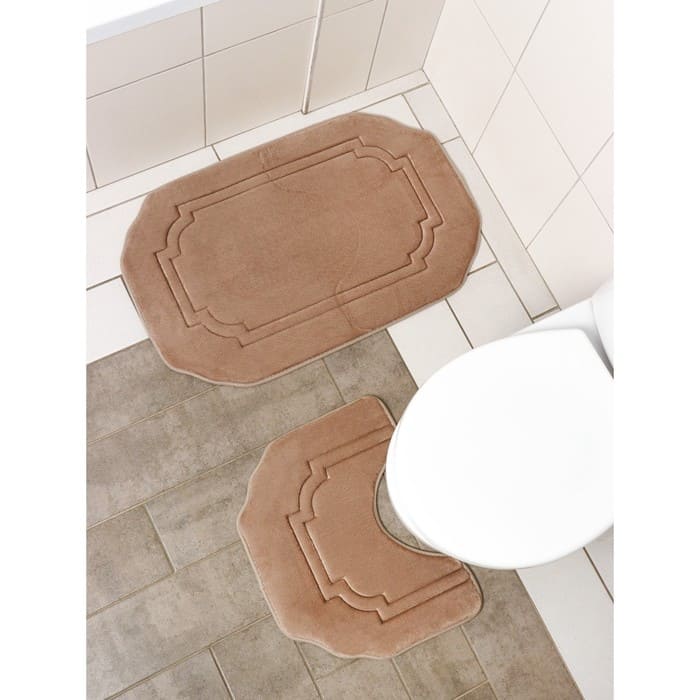 картинка Набор ковриков 40×50, 50×80 см для ванной и туалета Доляна «Гранж», 2 шт, цвет бежевый от магазина АСЯ