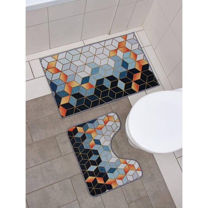 картинка Набор ковриков 2 шт, для ванны и туалета  50×80, 50×40 см Доляна «Бурлеск» от магазина АСЯ