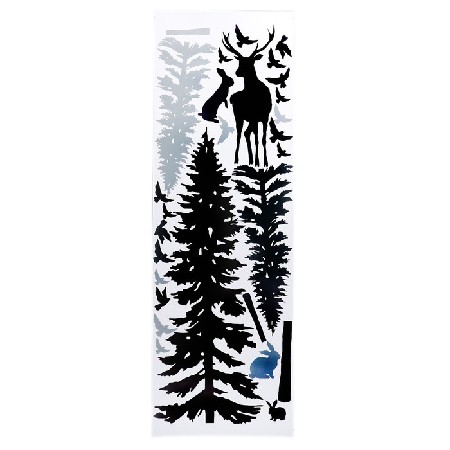 картинка Наклейка интерьерная "Сосновый лес и олень" 46х128 см серый 7313666 от магазина АСЯ