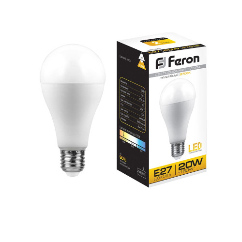 картинка Лампа светодиодная Feron LB-98 Шар E27 20W 2700K, 25787 от магазина АСЯ