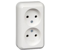 картинка Розетка 2-м ОП Прима 16А IP20 без заземления белый RA16-213-B от магазина АСЯ