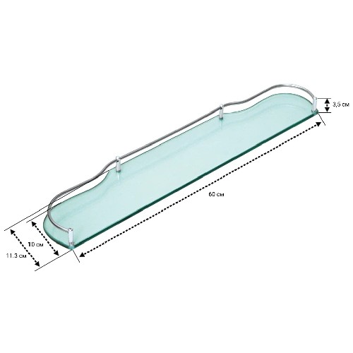 картинка Полка для ванной Аквалиния стеклянная, с бортиком, прозрачная 08.НН-207 от магазина АСЯ