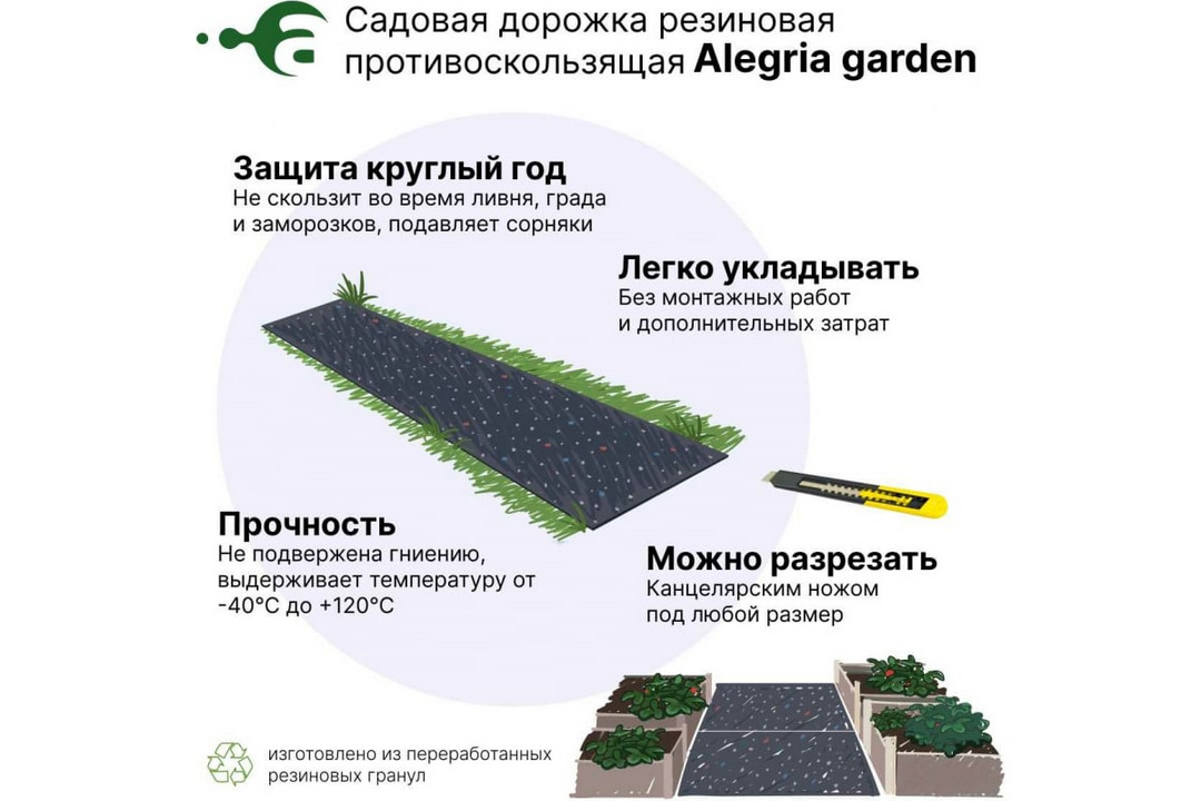 картинка Дорожка садовая резиновая Alegria Top garden 2500x400x5 мм от магазина АСЯ