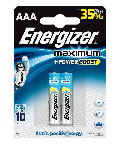 картинка Батарейки Energizer Maximum LR03 E92 AAA FSB2, 2 шт от магазина АСЯ