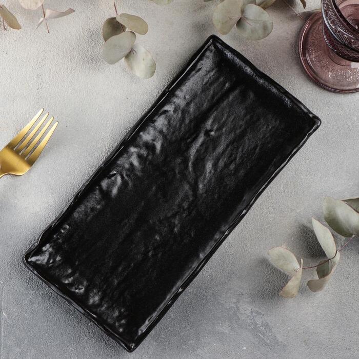 картинка Блюдо фарфоровое для подачи Magistro "Pietra lunare", 25×12 см, чёрный от магазина АСЯ