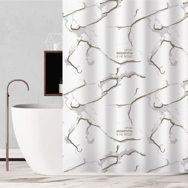 картинка Штора для ванной комнаты Мрамор белый, 180х180 см, EVA, арт. 5240657 от магазина АСЯ