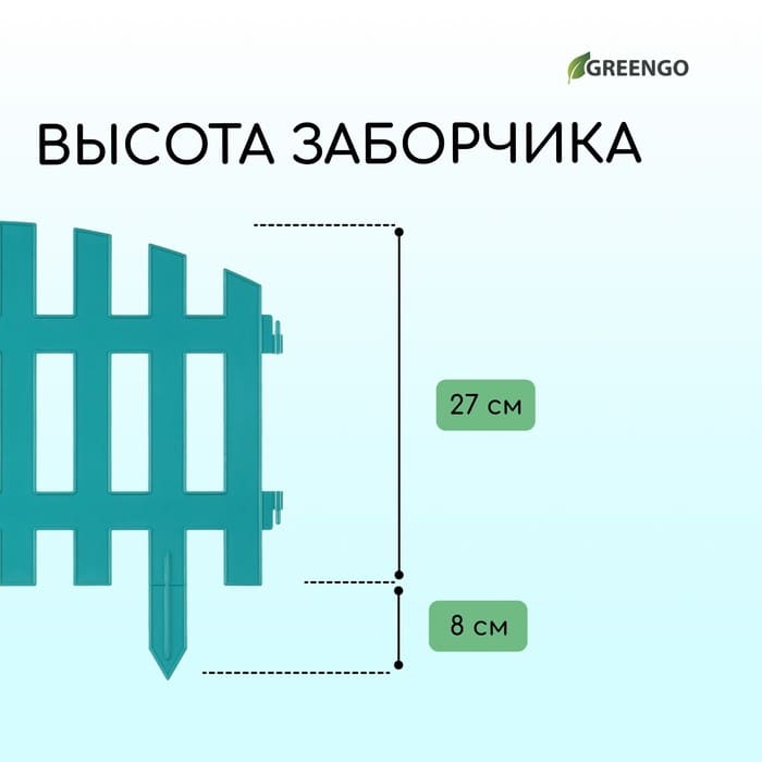 картинка Ограждение декоративное, 35 × 210 см, 5 секций, пластик, бирюзовое, RENESSANS, Greengo от магазина АСЯ