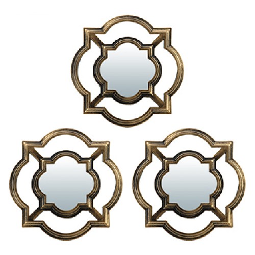 картинка Комплект декоративных зеркал QWERTY Канны, бронза, 3 шт, диаметр 12 см 74044 от магазина АСЯ