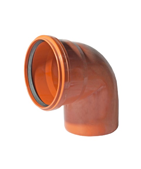 картинка Отвод канализационный ПВХ Ду 160 мм 90°  коричневый с кольцом от магазина АСЯ