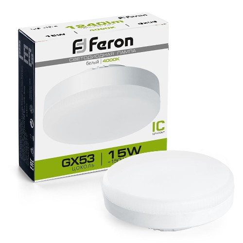 картинка Лампа светодиодная Feron LB-454 GX53 15W 4000K таблетка 25836 от магазина АСЯ