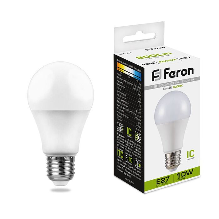 картинка Лампа светодиодная Feron LB-92 Шар E27 10W 4000K 220V от магазина АСЯ