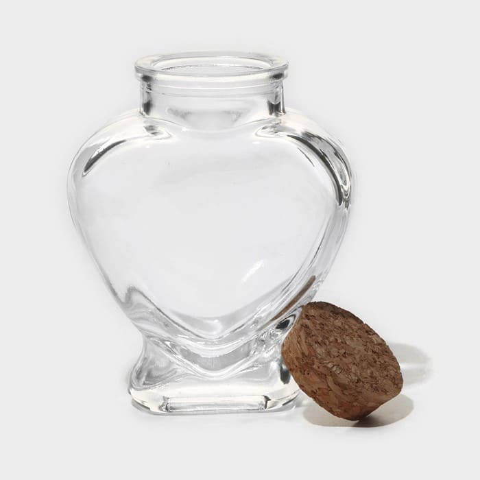 картинка Банка стеклянная для сыпучих продуктов с пробковой крышкой «Парфе. Сердце», 150 мл, 8×4×9,5 см, 7859757 от магазина АСЯ