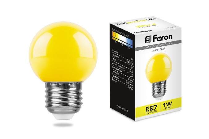 картинка Лампа светодиодная Feron LB-37 Шарик желтый E27 1W 2700K от магазина АСЯ