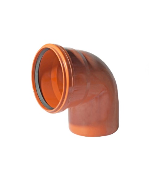 картинка Отвод канализационный ПВХ Ду 110 мм / 90° с кольцом коричневый от магазина АСЯ