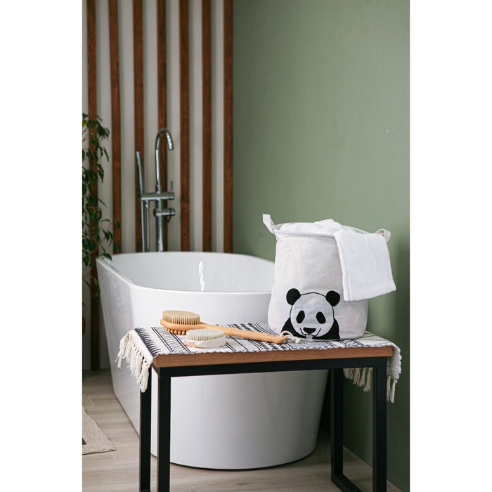 картинка Корзина бельевая текстильная «Панда», 30×30×30 см, белый, 4093113 от магазина АСЯ