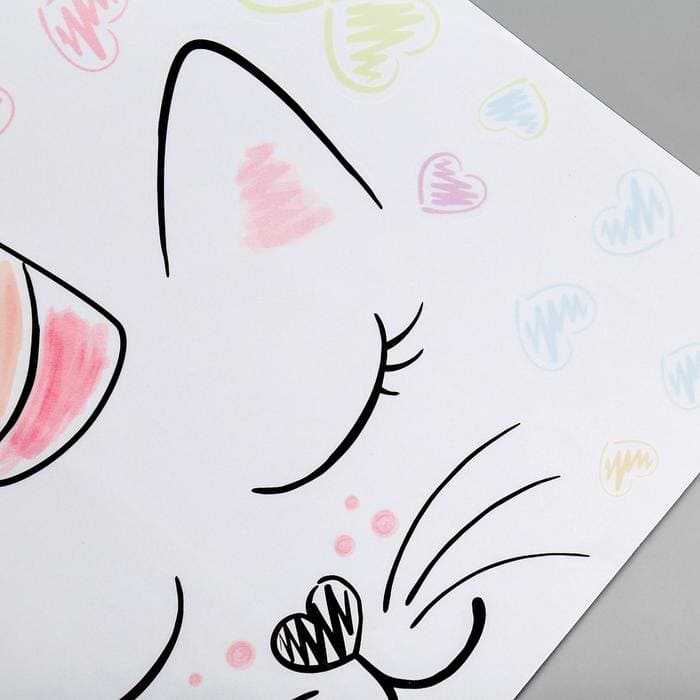 картинка Наклейка пластик интерьерная цветная "Кошечка-единорог" 40х39 см, 5494916 от магазина АСЯ